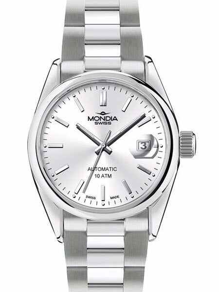 Mondia Swiss Automatic Watch with Radiant Silver Dial #MS-212-SS-01SL-OCM