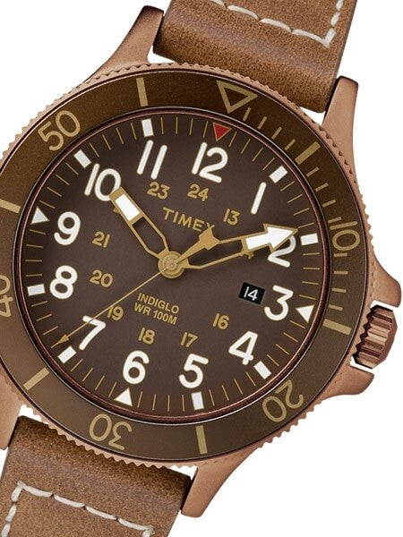 Timex 43mm Allied Coastline Quartz Watch with Brown Dial and INDIGLO Night-Light #TW2R45700VQ