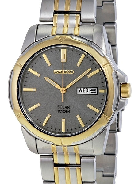 Seiko Solar Watch with 38mm Two-Tone Stainless Steel Case and Bracelet #SNE098