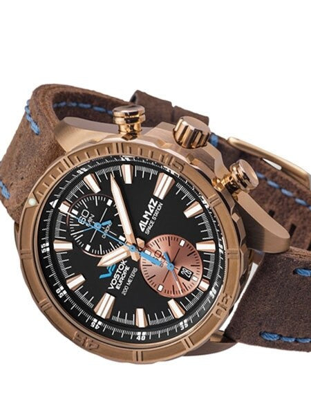 Vostok-Europe Almaz Bronze Two-Eye Quartz Chronograph with 60-Minute Stopwatch #320O266