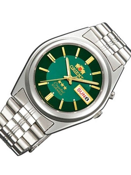Orient Automatic Watch with Green Dial, Day-Date and SS Bracelet #EM6Q00DF
