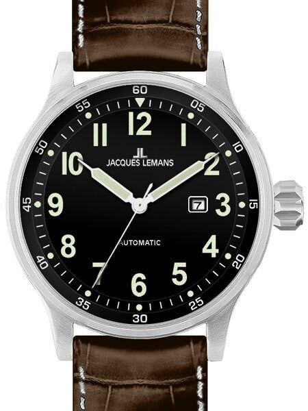 Jacques Lemans 48mm Porto Automatic Watch with a Black Dial #1