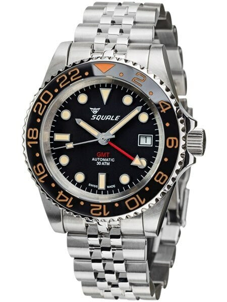 Scratch and Dent - Squale 300 meter Swiss Automatic GMT watch with Ceramic Bezel, AR Sapphire Crystal #1545GM-CER-VIN