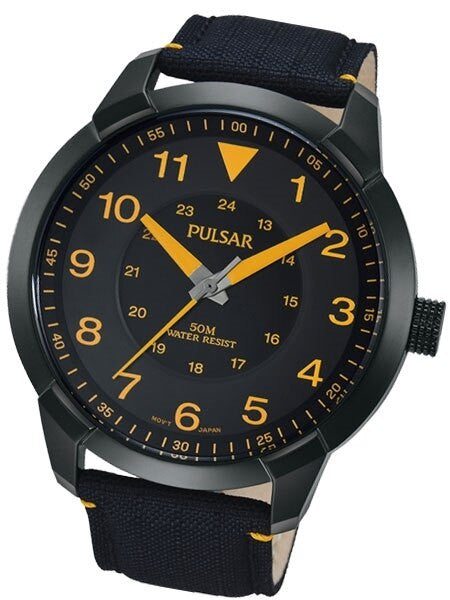Pulsar Quartz Aviator Style Watch with 46mm Black PVD Case #PG2023
