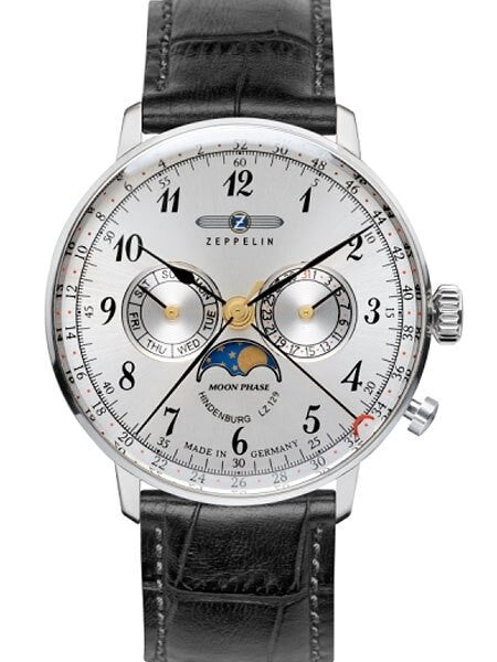 Graf Zeppelin Hindenburg Swiss Quartz Moonphase Calendar Watch #7036-1
