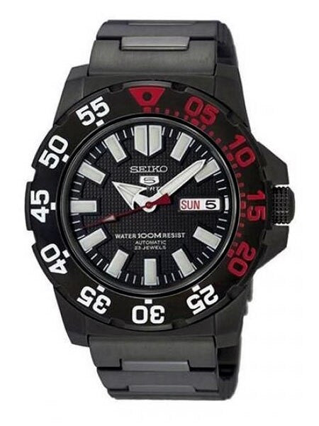 Seiko 5 Sports Automatic Black PVD Dive Watch with PVD Bracelet #SNZF53K1