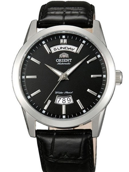 Orient Union 21-Jewel Automatic Day and Date Watch with Black Dial and Black Strap #EV0S004B