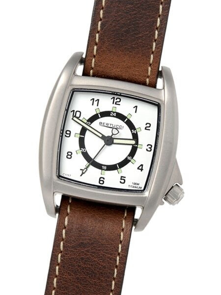 Bertucci C-1T Lusso Tank Style Field Watch with Titanium Case and Horween Leather Strap #16017