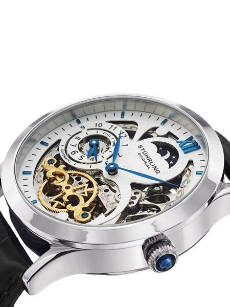Stuhrling Special Reserve Automatic Dual Time Watch with Blue Hands and Markers #571.33152