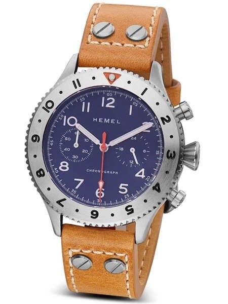 HEMEL 24 Meca-Quartz Chronograph Watch with GMT Bezel and Sapphire Crystal #HF4NA