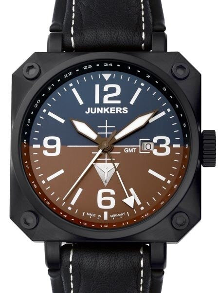 Junkers Horizon Airplane Cockpit Quartz Controlled GMT Watch #6742-4