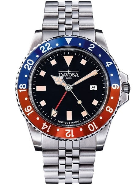 Davosa Vintage-Styled 100-Meter GMT Dual Time Watch with Bracelet #16350090