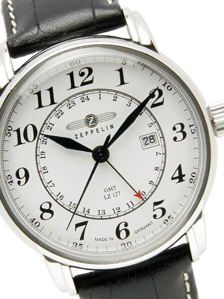 Graf Zeppelin Dual Time, GMT Watch with Red Tipped 24-hr Hand. #7642-1
