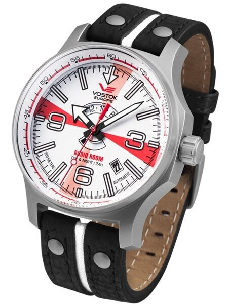 Vostok-Europe Radio Room, 32-Jewel Automatic Watch with White-Red Dial #595A532