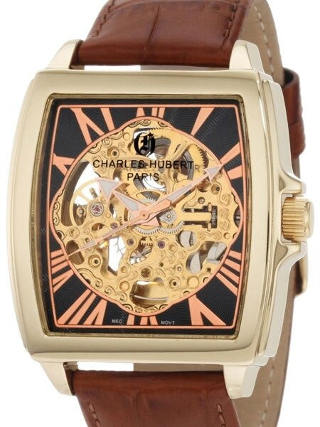Charles Hubert Premium Collection Skeleton Mechanical Hand Wind Watch #3888-A