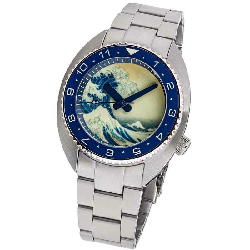 Islander Luminous Wave Dial Automatic Dive Watch with AR Dome Sapphire Crystal, and Luminous Ceramic Bezel Insert #ISL-68
