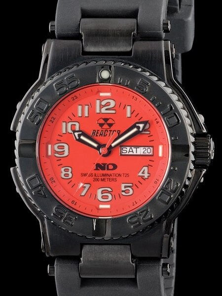 Reactor Trident 200 Meter Dive Watch with Never Dark Illumination, Black SS Case #59811