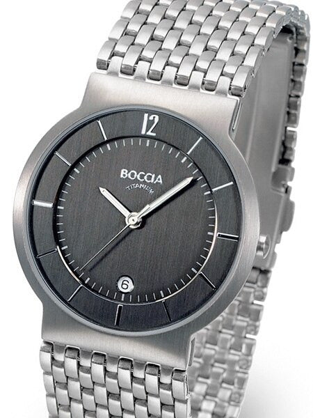 Boccia Mens Silver Quartz Watch with 37mm Titanium Case and Matching Bracelet #3514-04