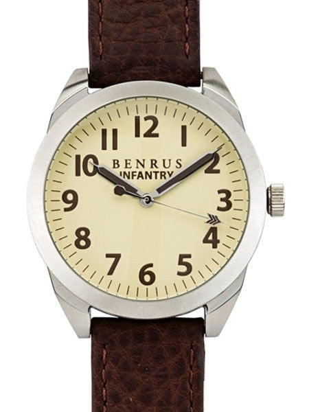 BENRUS 41mm Stainless Steel, Military-Inspired Quartz Infantry Watch #BR021D
