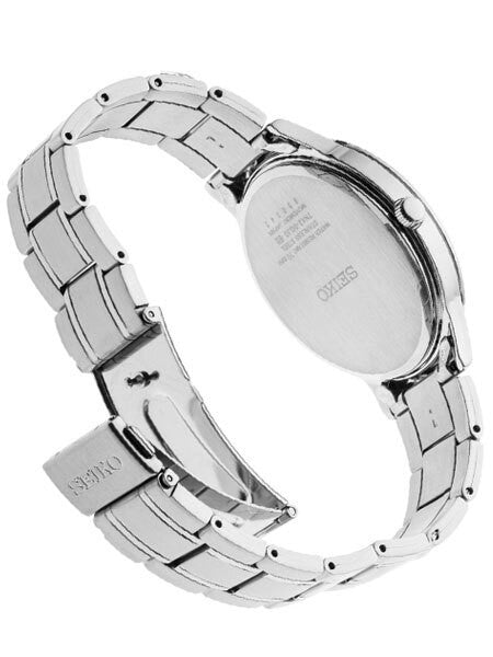 Seiko 40mm Classic Quartz Watch with Radiant Blue Dial and Stainless Steel Bracelet #SGEH89