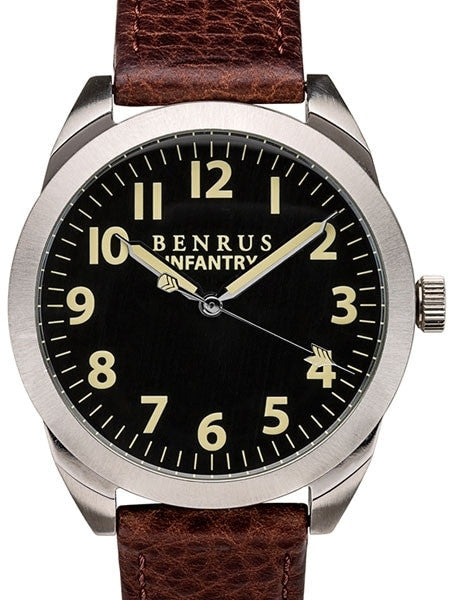 BENRUS 41mm Stainless Steel, Military-Inspired Quartz Infantry Watch #BR024A