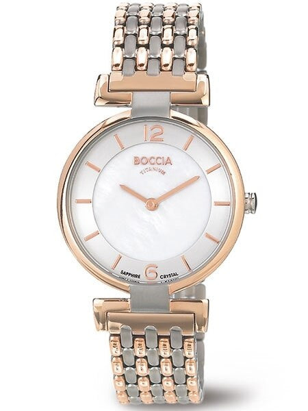 Boccia Ladies Quartz Watch with Two-Tone Titanium Case and Bracelet  #3238-05