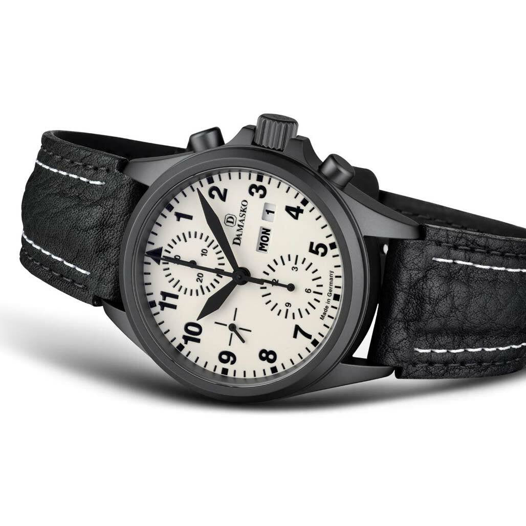 トコ Damasko Chronograph Watch DC57BK Swiss Valjoux 7750 with 12-hour
