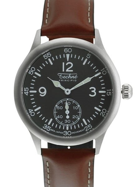 Techne 39.5mm Merlin Quartz Aviator Watch with Onion Crown and Small Seconds #246.053