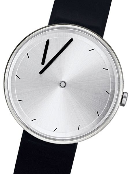 Projects 40mm Silver Twirler Quartz Watch with Black Silicone Strap #7320G