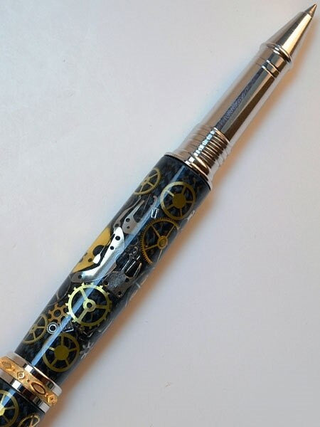 Artisan Crafted Collectable Pen made with Patek Philippe dial and assorted gears, cogs, screws and bridges #WPP601RB