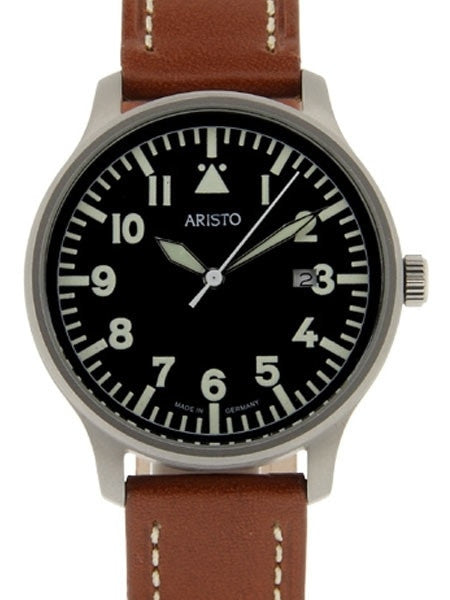 Aristo 3H84 Quartz Aviator Style Watch with Sandblasted Case