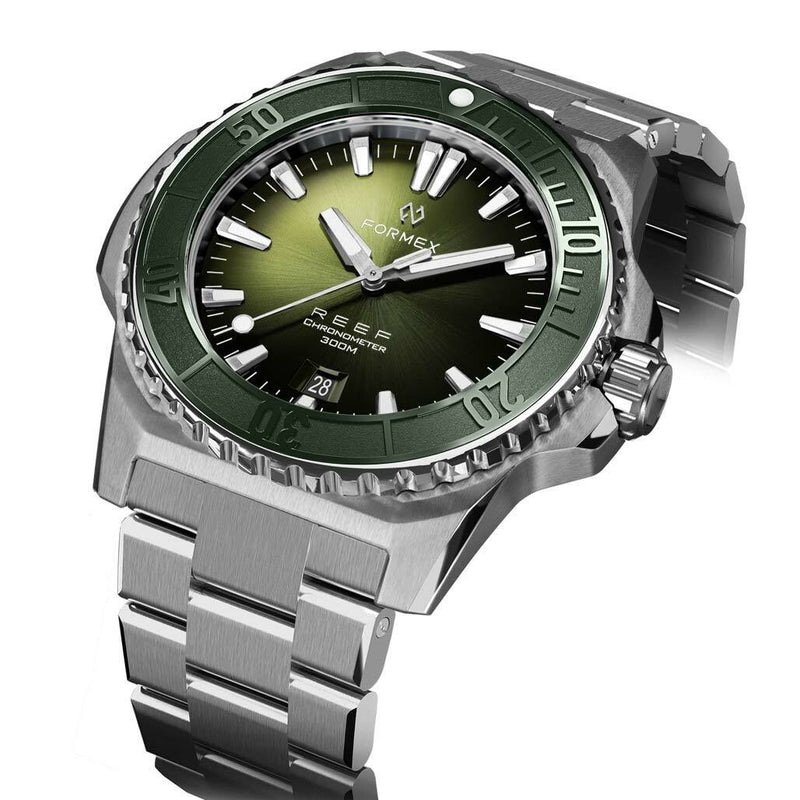 Formex REEF Swiss Automatic Chronometer Dive Watch with Sunburst Green Dial #2200-1-6300-100