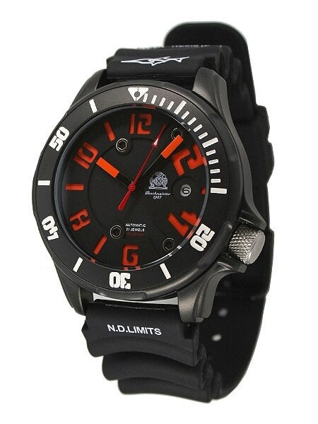 Tauchmeister T0221 Black PVD Divers Watch with Off-set Crown