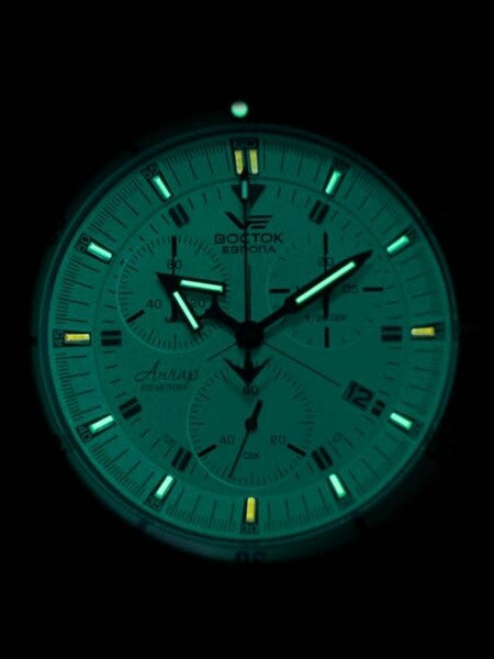Vostok-Europe Anchar Mens Chronograph Dive Watch with Luminous Dial, Tritium Tube Illumination #5104243