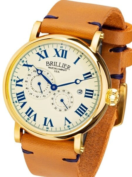 Brillier 43mm Klassique Automatic Watch with Horween Leather Strap #BR-10