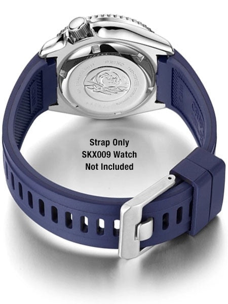 Crafter Blue 22mm Vulcanized Rubber Watch Strap for SEIKO SKX007-009-011 Curved End #CB10-B