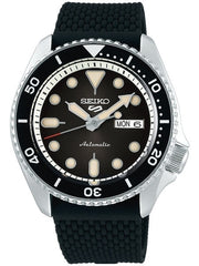 Seiko 5 Sports 24-Jewel Automatic Watch with Black Dial and Silicone Strap #SRPD93