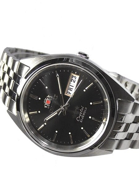 Orient Automatic Watch with Black Dial, Day-Date and SS Bracelet #AB0000AB