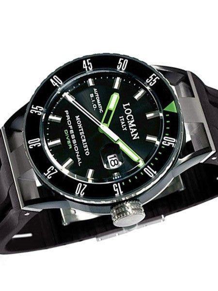 Locman Montecristo 200 Meter Automatic Dive Watch with 44mm Black PVD and Titanium Case #513BKGRPVBK