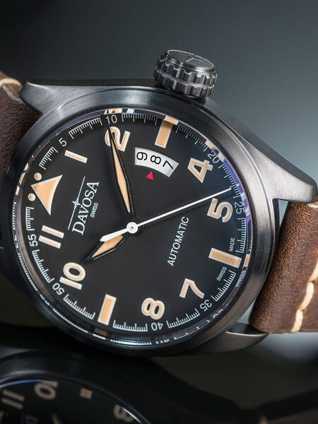 Davosa Military Swiss Automatic 200 Meter Pilot Watch with Black PVD Case #16151184