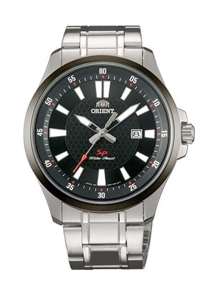 Orient Commander Quartz Watch with Honeycomb Black Dial and Bezel #UNE1001B