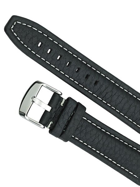 Calfskin Distressed Aviator Black Leather Strap with Heavy Padding #BON-93630 (Long)