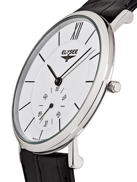 Elysee Thin Quartz Dress Watch with Silver Dial and Small Seconds #80480