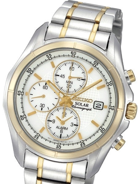 Seiko Core Series White Dial, Solar Alarm Chronograph with Stopwatch #SSC002