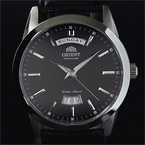Orient Union 21-Jewel Automatic Day and Date Watch with Black Dial and Black Strap #EV0S004B