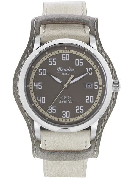 Mondia 1946 Aviator Quartz Watch with Bund-Style Strap #MI780SS-01BG-CP