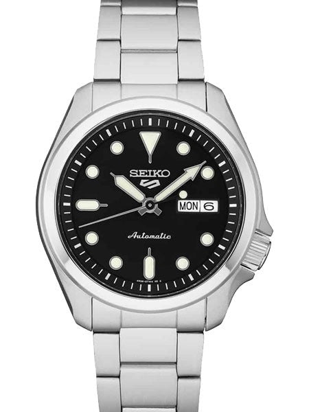 Seiko 5 Sports 24-Jewel Automatic Watch with Black Dial and SS Bracelet #SRPE55