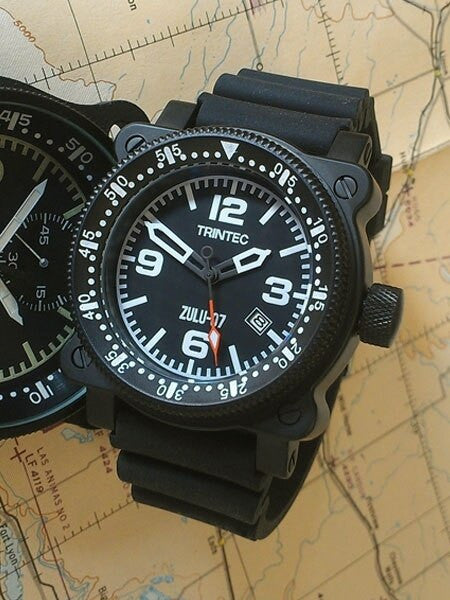 Trintec Zulu-07-Pro Automatic Aviator Styled Dive Watch with Black PVD Case #Zulu-07-Pro-B