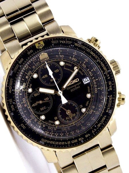 Seiko SNA414P1 Quartz Flight Chronograph Watch with Alarm Funciton