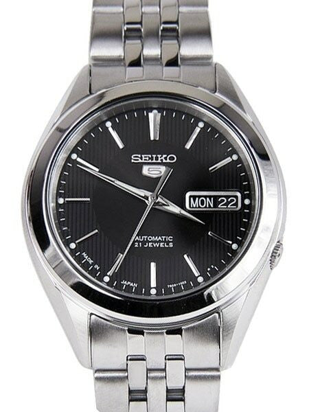 Scratch and Dent - Seiko 5 Automatic Black Dial Watch with Stainless Steel Bracelet #SNKL23J1